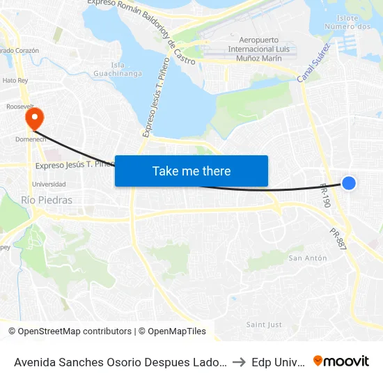 Avenida Sanches Osorio Despues Lado Opuesto Vía 3 to Edp University map