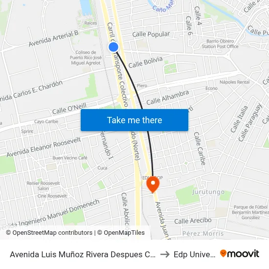Avenida Luis Muñoz Rivera Despues Calle Bolivia to Edp University map