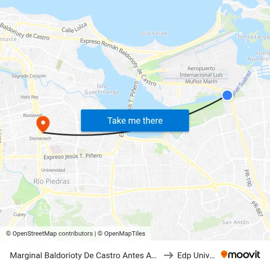 Marginal Baldorioty De Castro Antes Avenida Santana to Edp University map