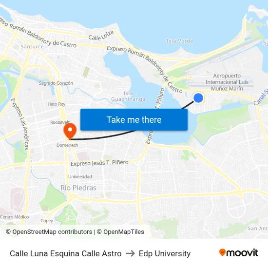 Calle Luna Esquina Calle Astro to Edp University map