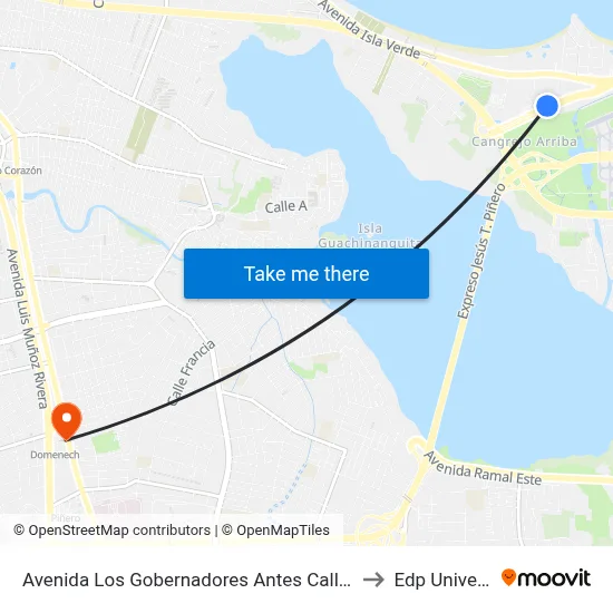 Avenida Los Gobernadores Antes Calle Diazway to Edp University map