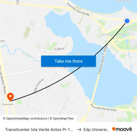 Transitcenter Isla Verde Antes Pr-187 to Edp University map