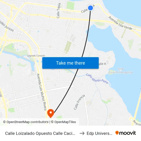 Calle Loizalado Opuesto Calle Cacique to Edp University map