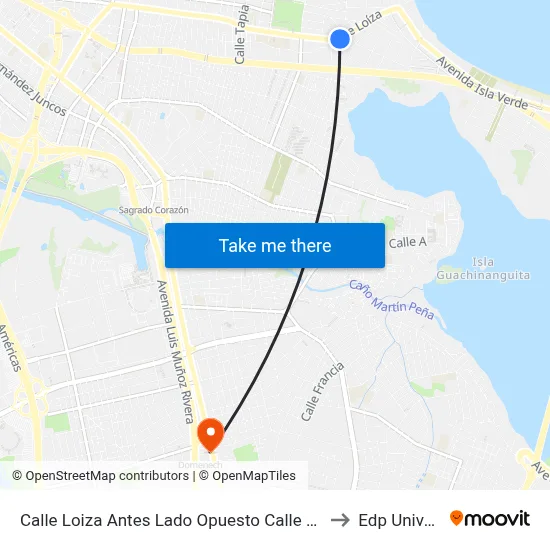 Calle Loiza Antes Lado Opuesto  Calle Soldado Cruz to Edp University map
