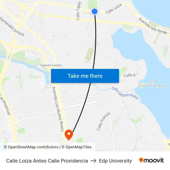 Calle Loiza Antes Calle Providencia to Edp University map