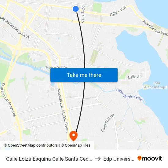 Calle Loiza Esquina Calle Santa Cecilia to Edp University map