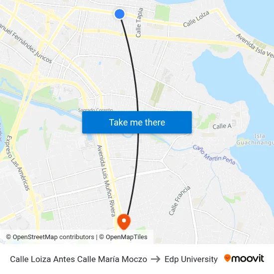 Calle Loiza Antes Calle María Moczo to Edp University map