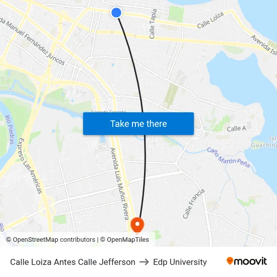 Calle Loiza Antes Calle Jefferson to Edp University map