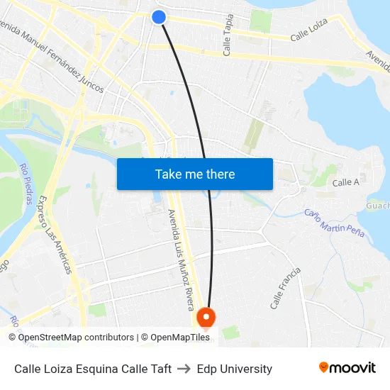 Calle Loiza Esquina Calle Taft to Edp University map