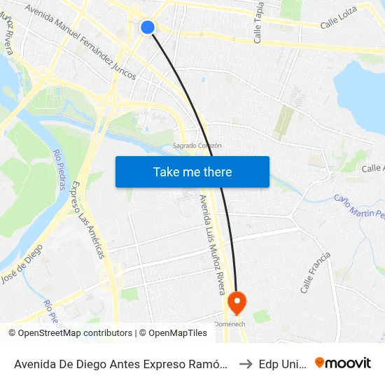Avenida De Diego Antes Expreso Ramón Baldorioty De Castro to Edp University map