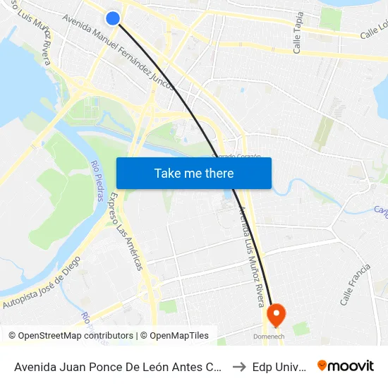 Avenida Juan Ponce De León Antes Calle Condado to Edp University map