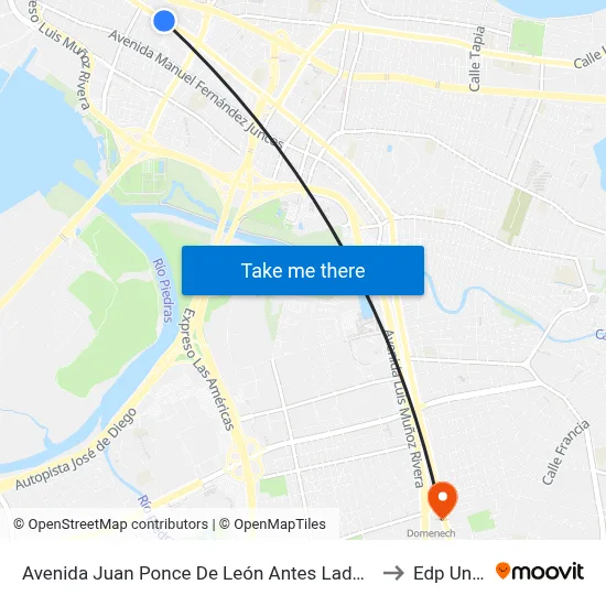 Avenida Juan Ponce De León Antes Lado Opuesto Calle Roncabado to Edp University map