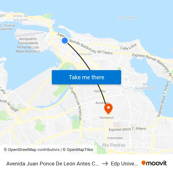 Avenida Juan Ponce De León Antes Calle Cerra to Edp University map