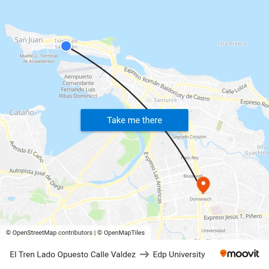 El Tren Lado Opuesto Calle Valdez to Edp University map
