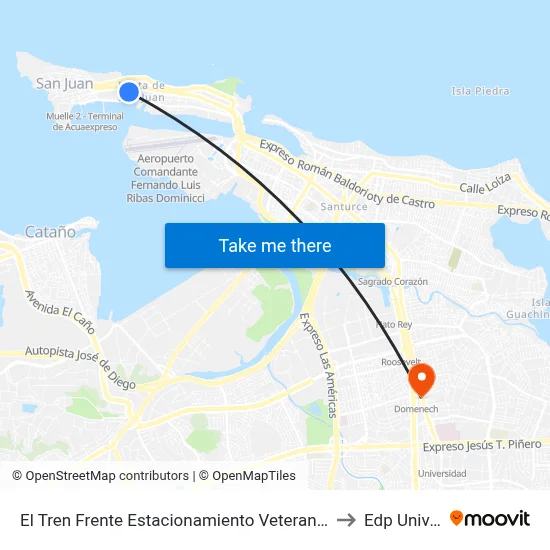 El Tren Frente Estacionamiento Veterano Puertorriqueno to Edp University map