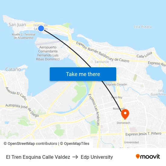 El Tren Esquina Calle Valdez to Edp University map