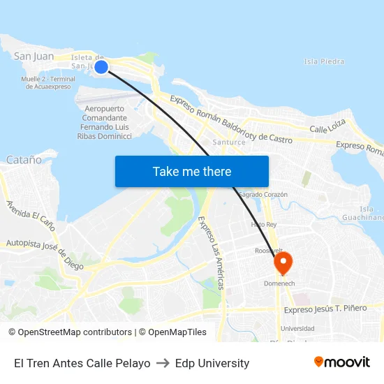 El Tren Antes Calle Pelayo to Edp University map