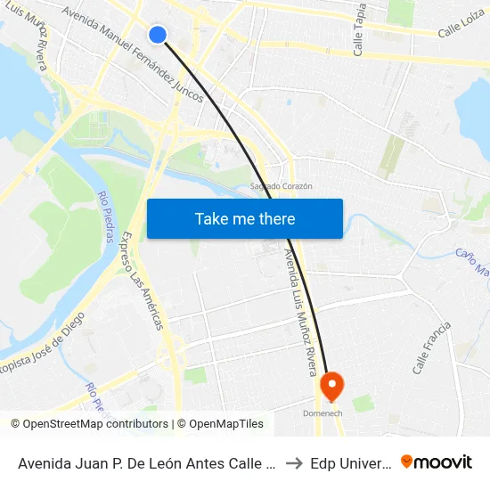 Avenida Juan P. De León Antes Calle Deffaut to Edp University map