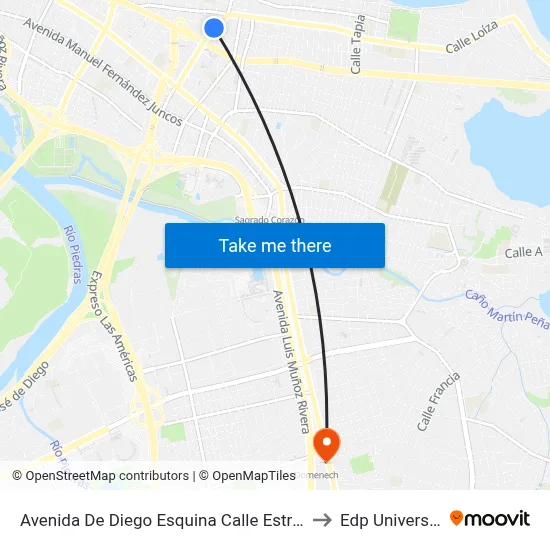 Avenida De Diego Esquina Calle Estrella to Edp University map
