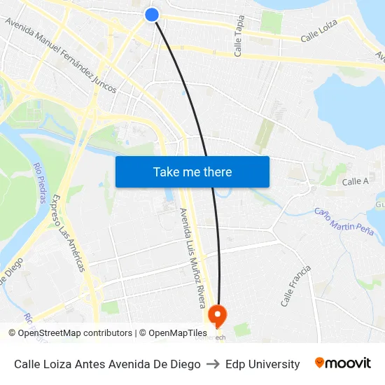 Calle Loiza Antes Avenida De Diego to Edp University map