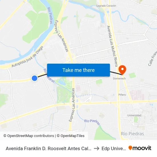 Avenida Franklin D. Roosvelt Antes Calle Baleares to Edp University map