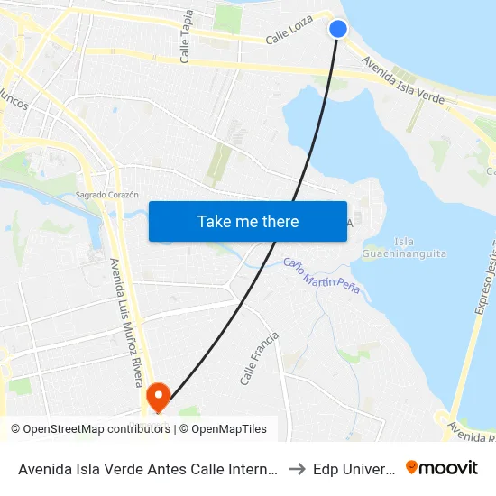 Avenida Isla Verde Antes Calle International to Edp University map