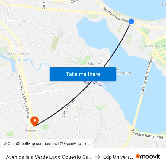 Avenida Isla Verde Lado Opuesto Calle 6 to Edp University map