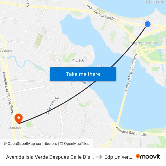 Avenida Isla Verde Despues Calle Díaz Way to Edp University map