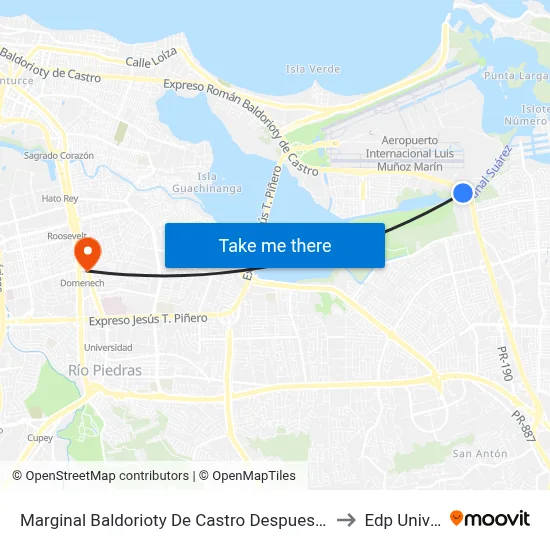 Marginal Baldorioty De Castro Despues Avenida Santana to Edp University map