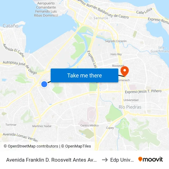Avenida Franklin D. Roosvelt Antes Avenida Escorial to Edp University map