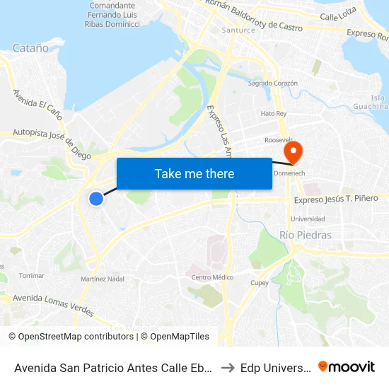 Avenida San Patricio Antes Calle Ebano to Edp University map