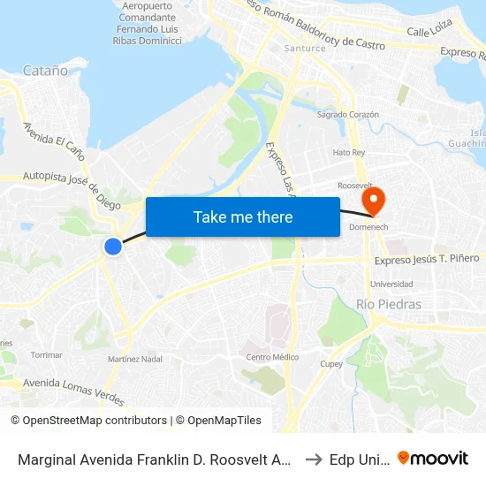 Marginal Avenida Franklin D. Roosvelt Antes Avenida San Patricio to Edp University map