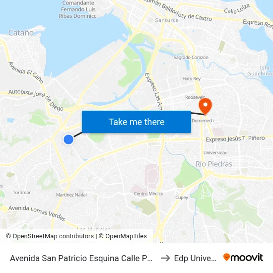 Avenida San Patricio Esquina Calle Parkside 6 to Edp University map