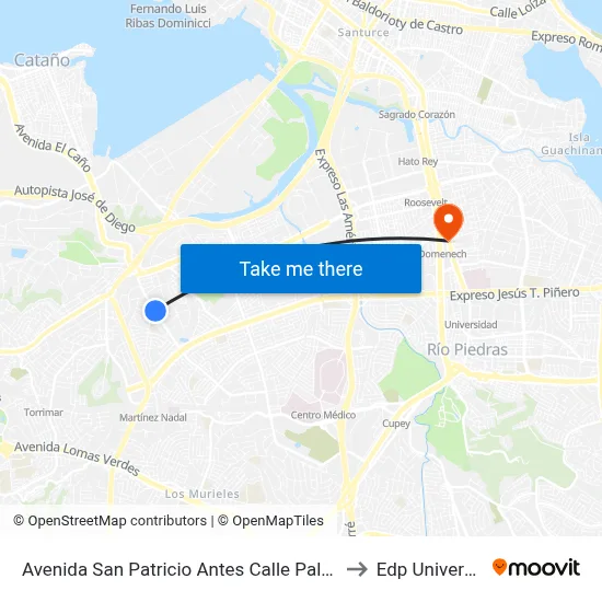 Avenida San Patricio Antes Calle Palm Cir to Edp University map