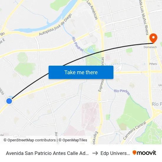 Avenida San Patricio Antes Calle Adams to Edp University map