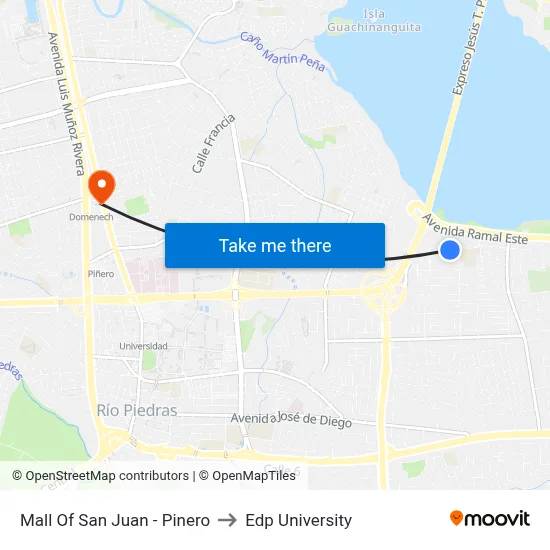 Mall Of San Juan - Pinero to Edp University map
