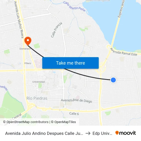 Avenida Julio Andino Despues Calle Juan Peña Reyes to Edp University map