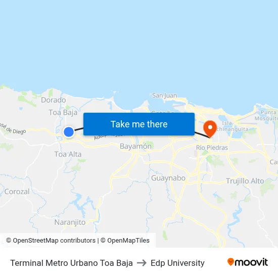 Terminal Metro Urbano Toa Baja to Edp University map