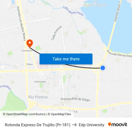 Rotonda Expreso De Trujillo (Pr-181) to Edp University map