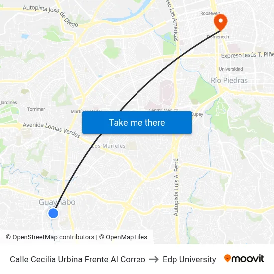 Calle Cecilia Urbina Frente Al Correo to Edp University map