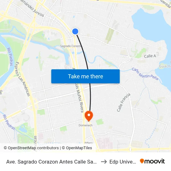 Ave. Sagrado Corazon Antes Calle San Antonio to Edp University map