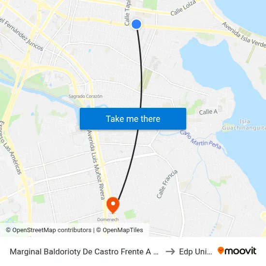 Marginal Baldorioty De Castro Frente A Norte Shopping Center to Edp University map