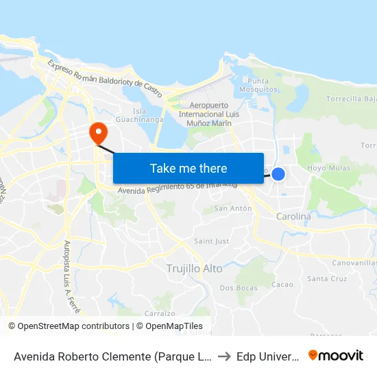 Avenida Roberto Clemente (Parque Lineal) to Edp University map