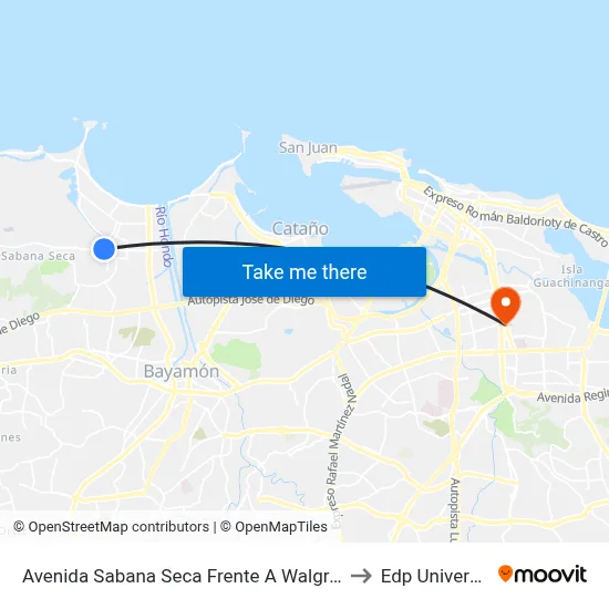 Avenida Sabana Seca Frente A Walgreens to Edp University map