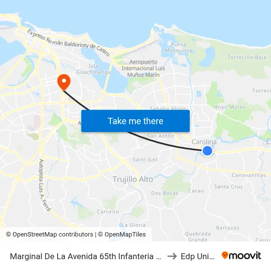 Marginal De La Avenida 65th Infanteria Frente A Walgreens to Edp University map