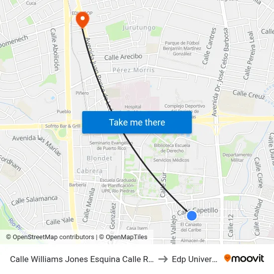 Calle Williams Jones Esquina Calle Robles to Edp University map