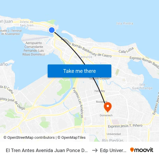 El Tren Antes Avenida Juan Ponce De León to Edp University map