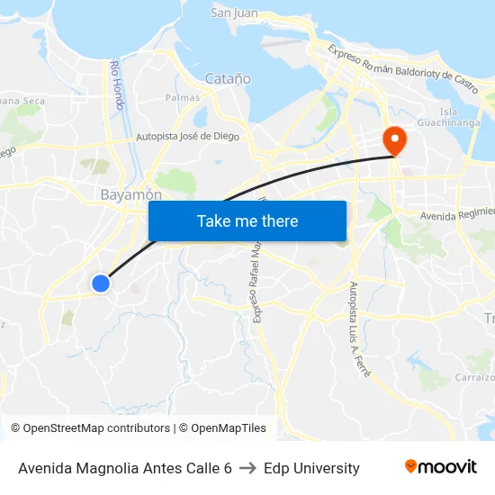 Avenida Magnolia Antes Calle 6 to Edp University map