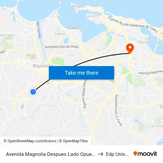 Avenida Magnolia Despues Lado Opuesto Calle 14 to Edp University map