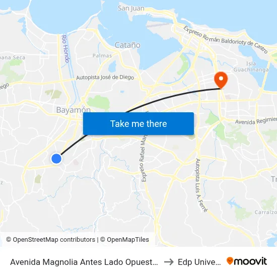 Avenida Magnolia Antes Lado Opuesto Calle 16 to Edp University map